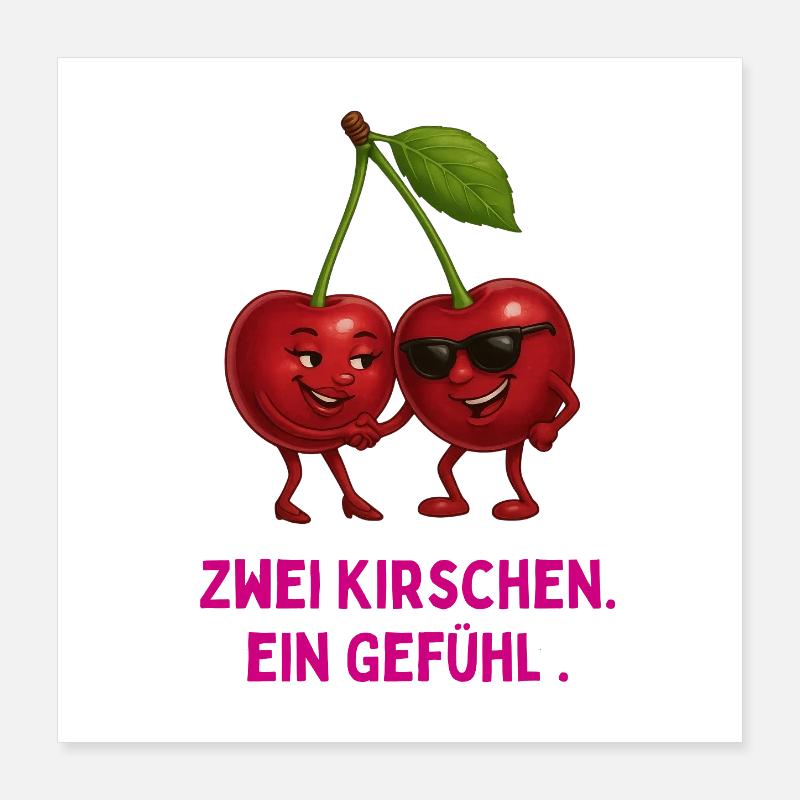 Zwei Kirschen, Ein Gefühl Poster 40x40 cm