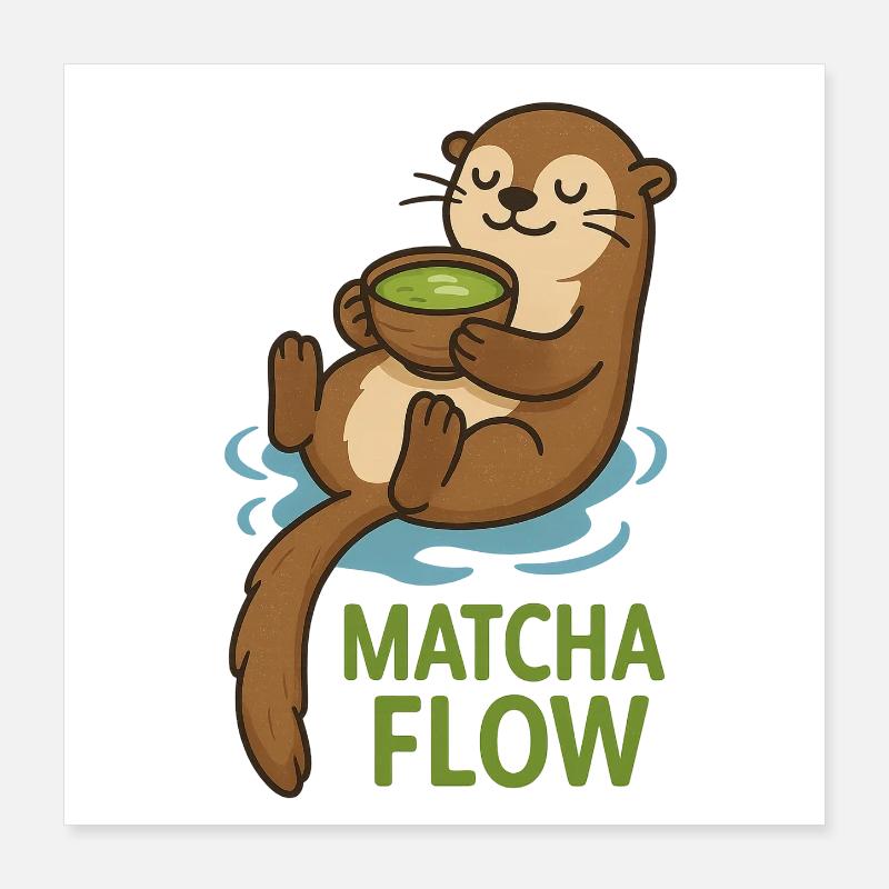 Matcha Flow Otter Poster 16" x 16" (40x40 cm)