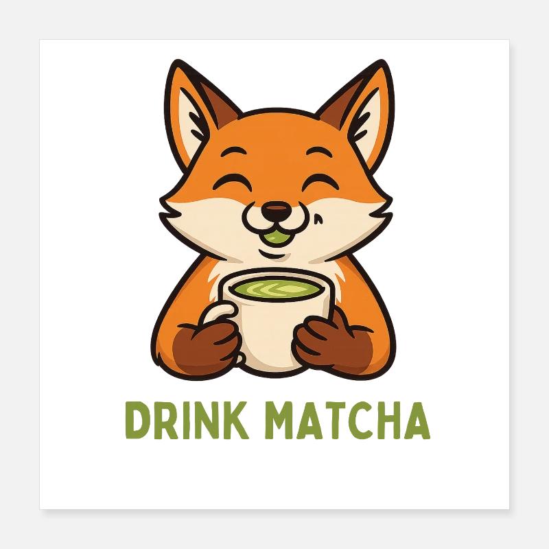 Fox aime le matcha Poster 40 x 40 cm