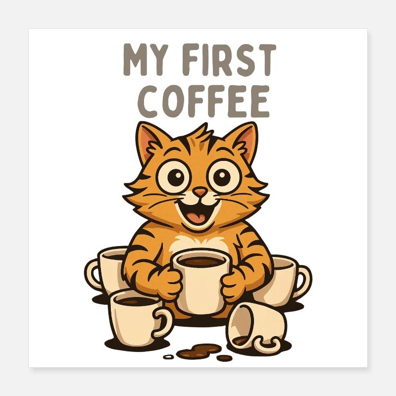 Mon premier chat de café Poster 40 x 40 cm