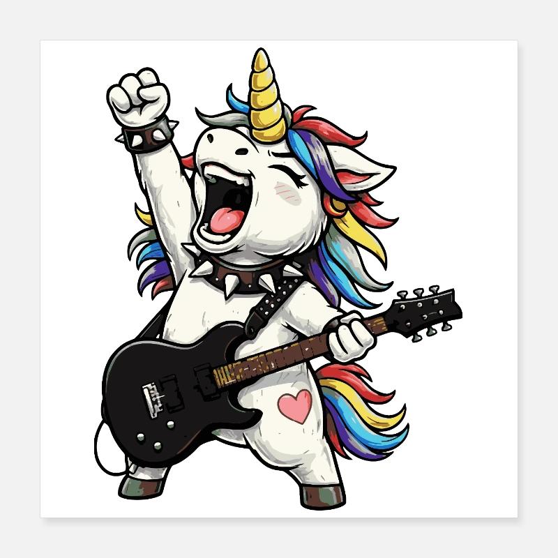 Regenbogen-Einhorn-Rocker Poster 40x40 cm