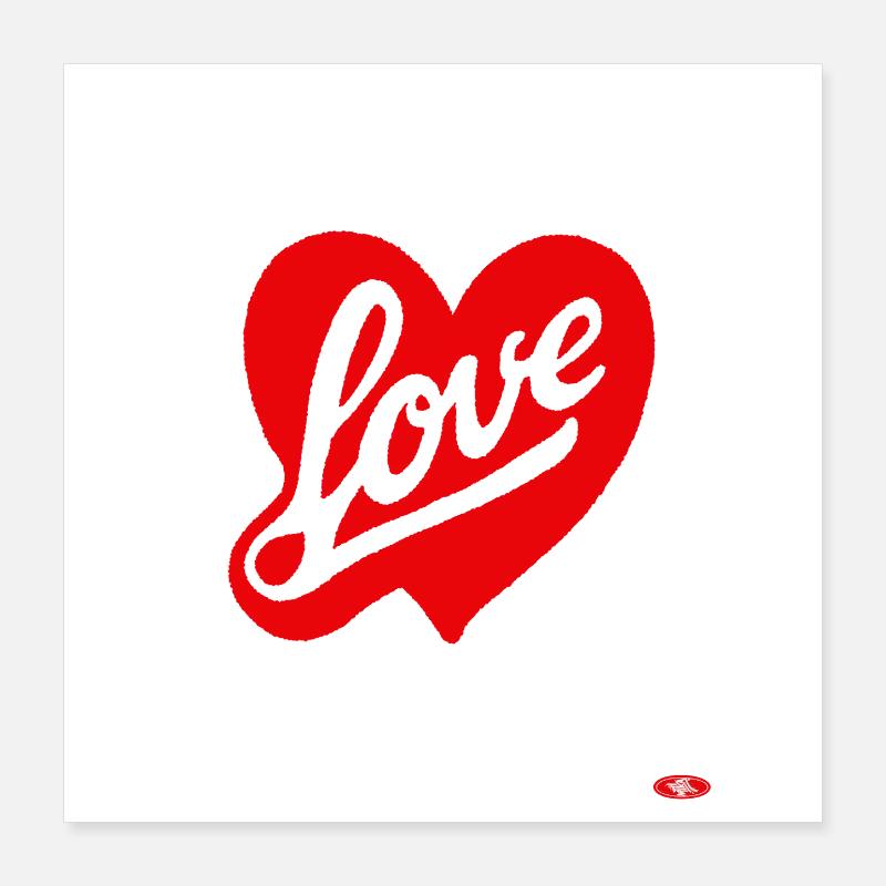 Rotes Liebesherz Script-Design Poster 40x40 cm
