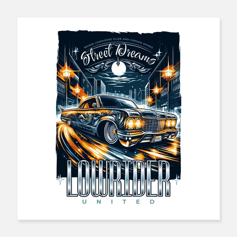 Street Dream Lowrider-Nächte Poster 40x40 cm