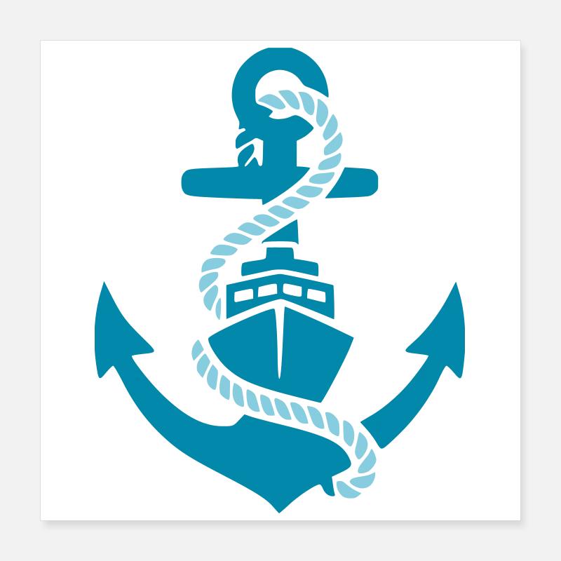 Anker Schiff Boot Maritim Poster 40x40 cm