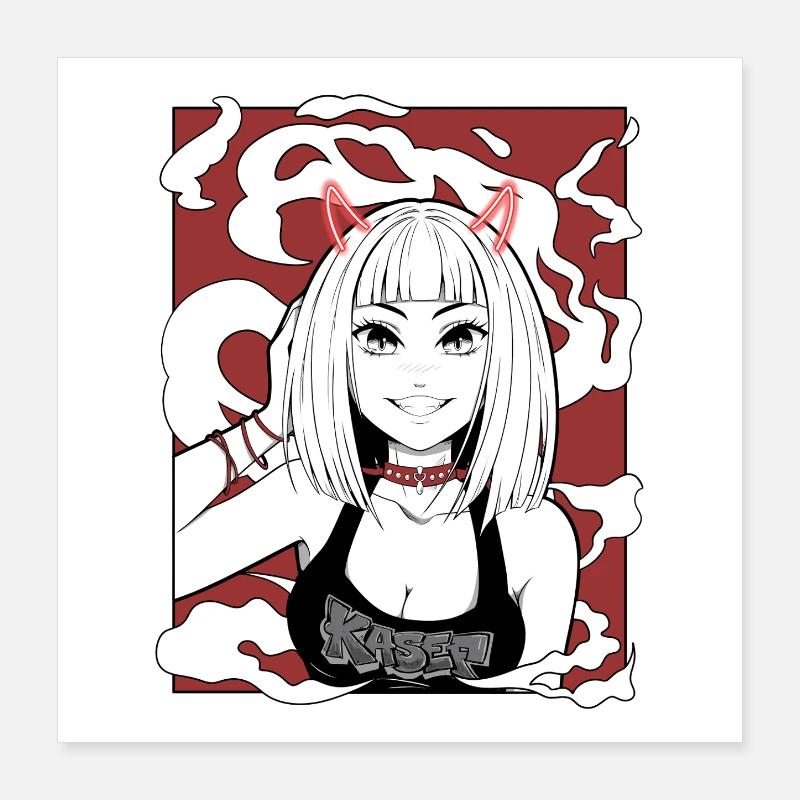 Anime Devil Girl Goth Design Poster 16" x 16" (40x40 cm)
