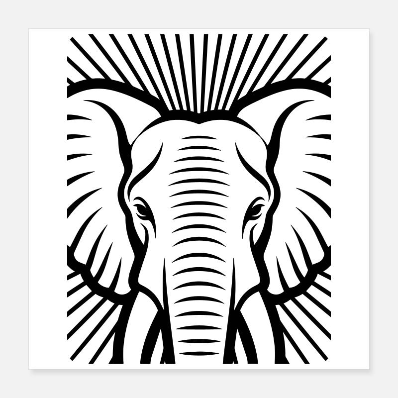 Tête d’éléphant Poster 40 x 40 cm