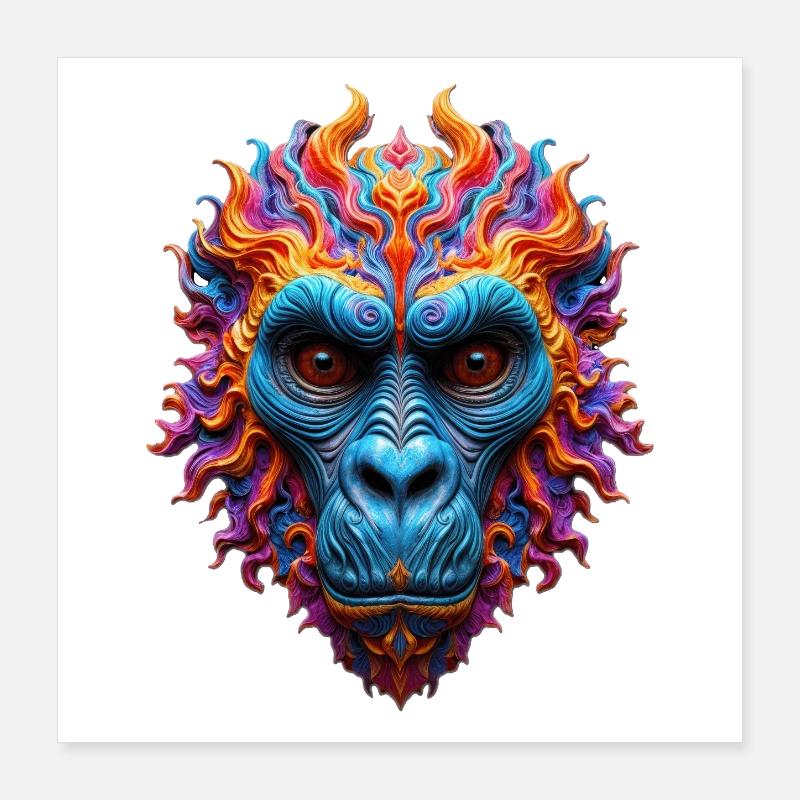 Vivid Flame Gorilla Poster 16" x 16" (40x40 cm)