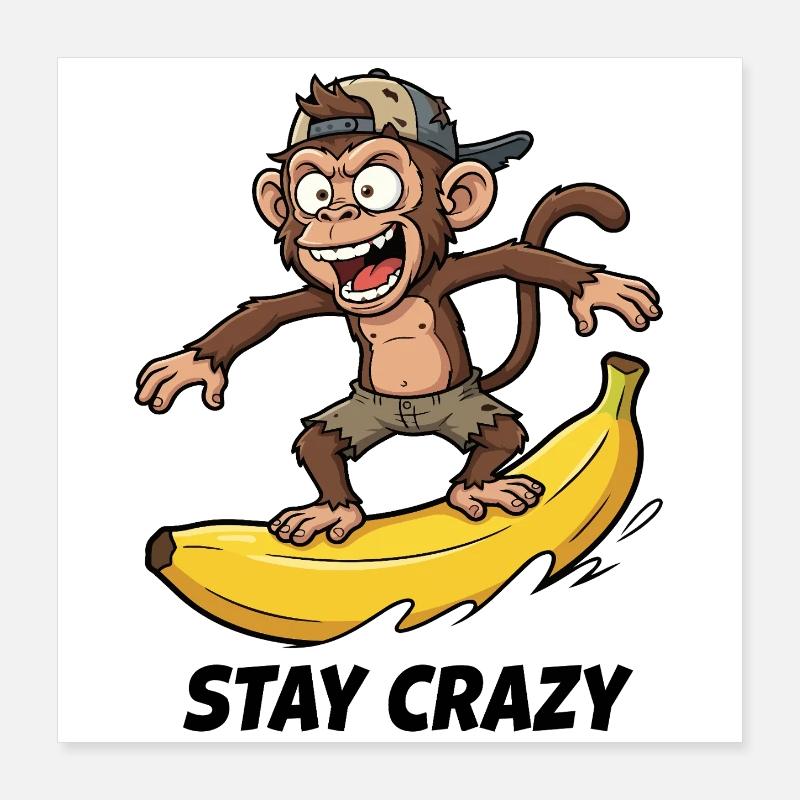 Bananen-Surf-Affe Poster 40x40 cm