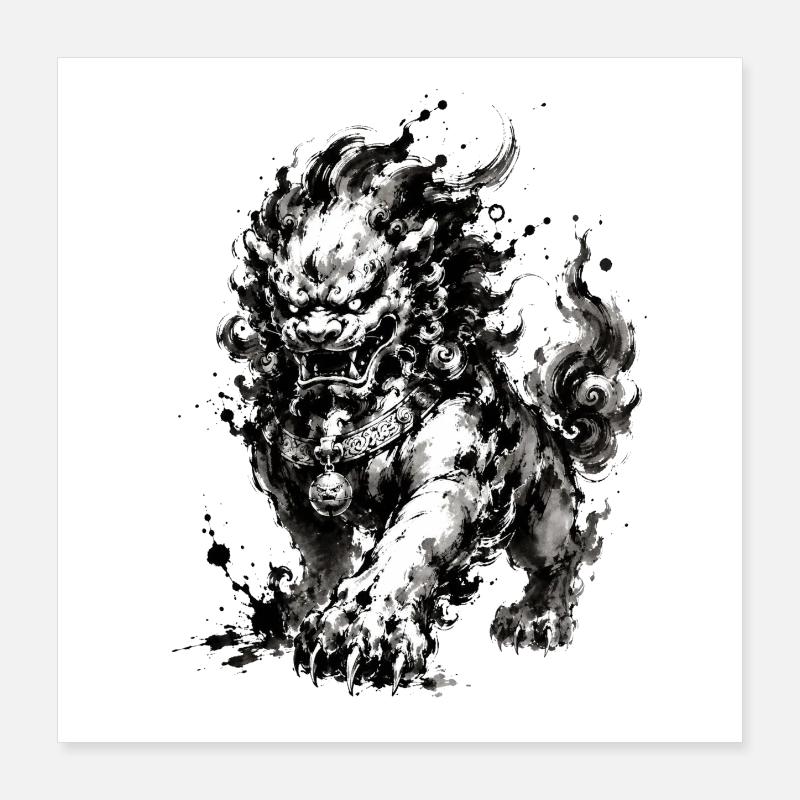 Ink Foo Chien Gardien Poster 40 x 40 cm