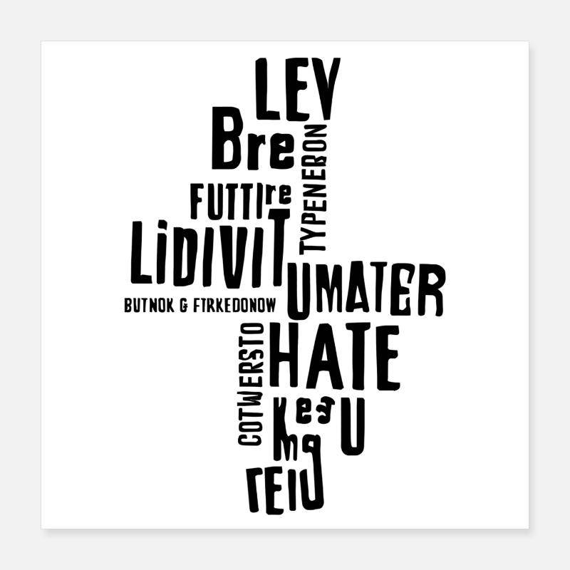Typographie motivationnelle verticale Poster 40 x 40 cm