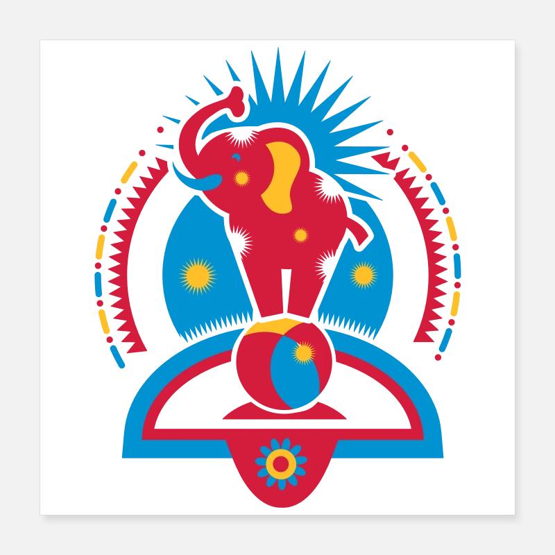 Ein Zirkuselefant auf einen Ball in der Manege Poster 40x40 cm