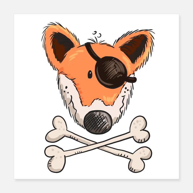 Little Pirate Fox - Foxes - Gift - Cartoon - Kids Poster 16" x 16" (40x40 cm)