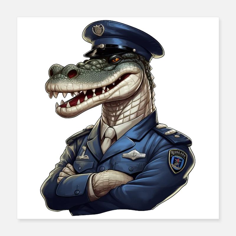 Crocodile Policeman Poster 16" x 16" (40x40 cm)