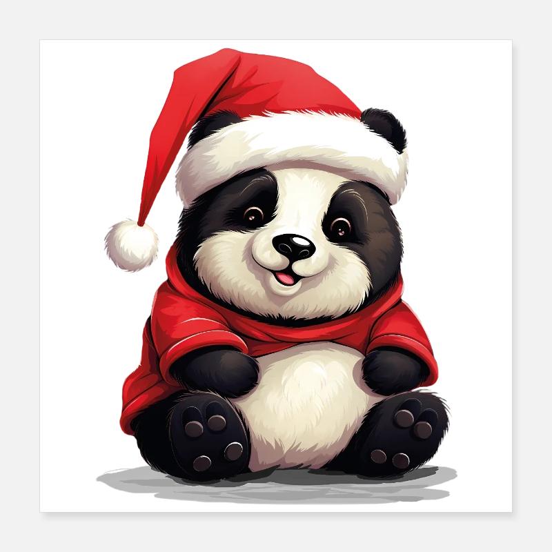 Panda Mignon, Noël, Panda Ours Poster 40 x 40 cm