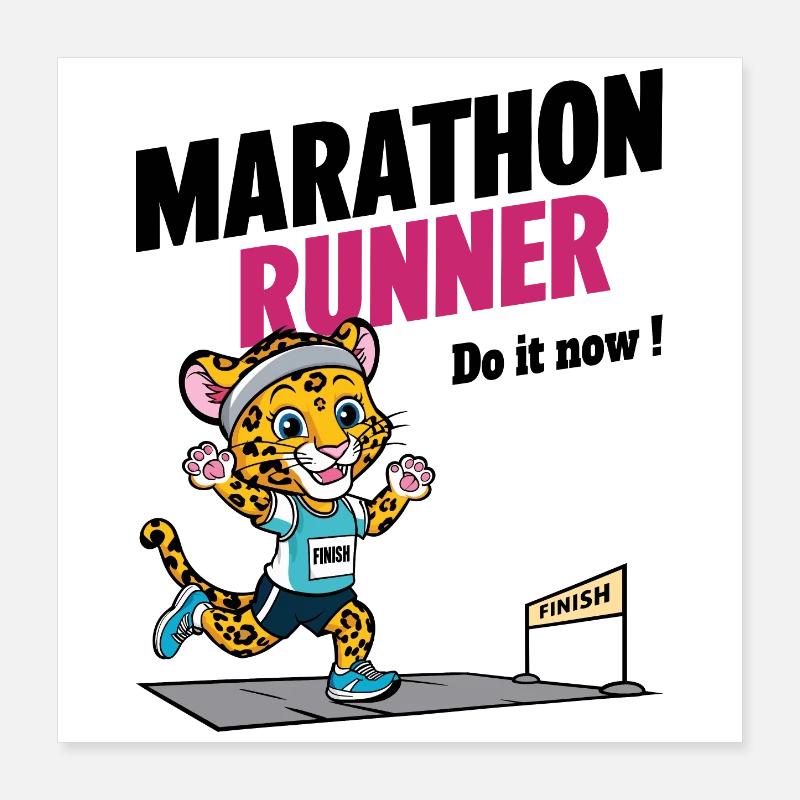 Leopard Marathon Runner Poster 16" x 16" (40x40 cm)
