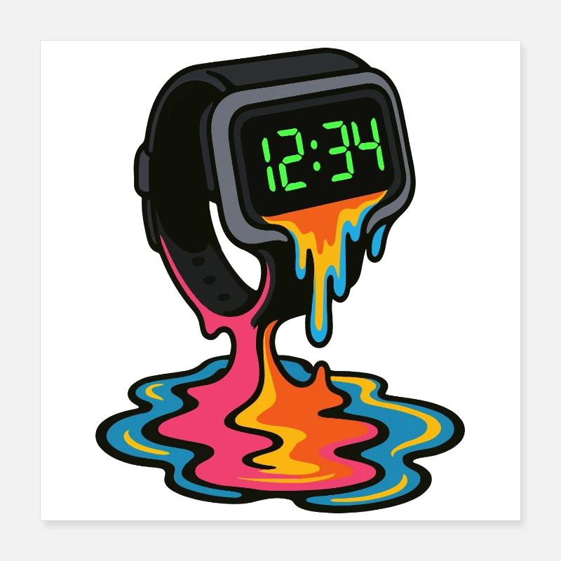 Melting Neon Watch Poster 16" x 16" (40x40 cm)