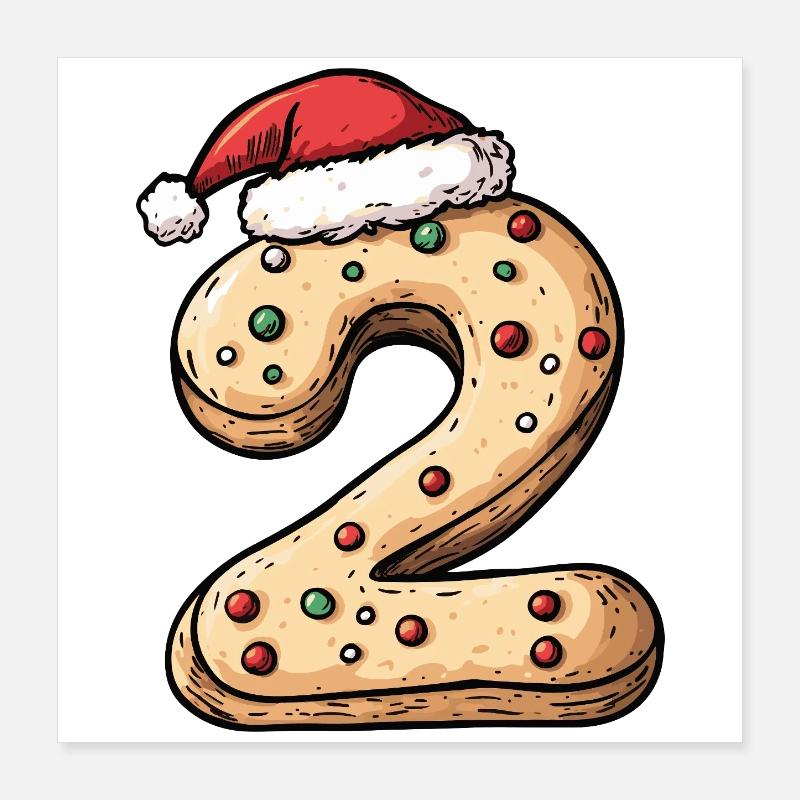 Biscuit de Noël à 2 chiffres Poster 40 x 40 cm