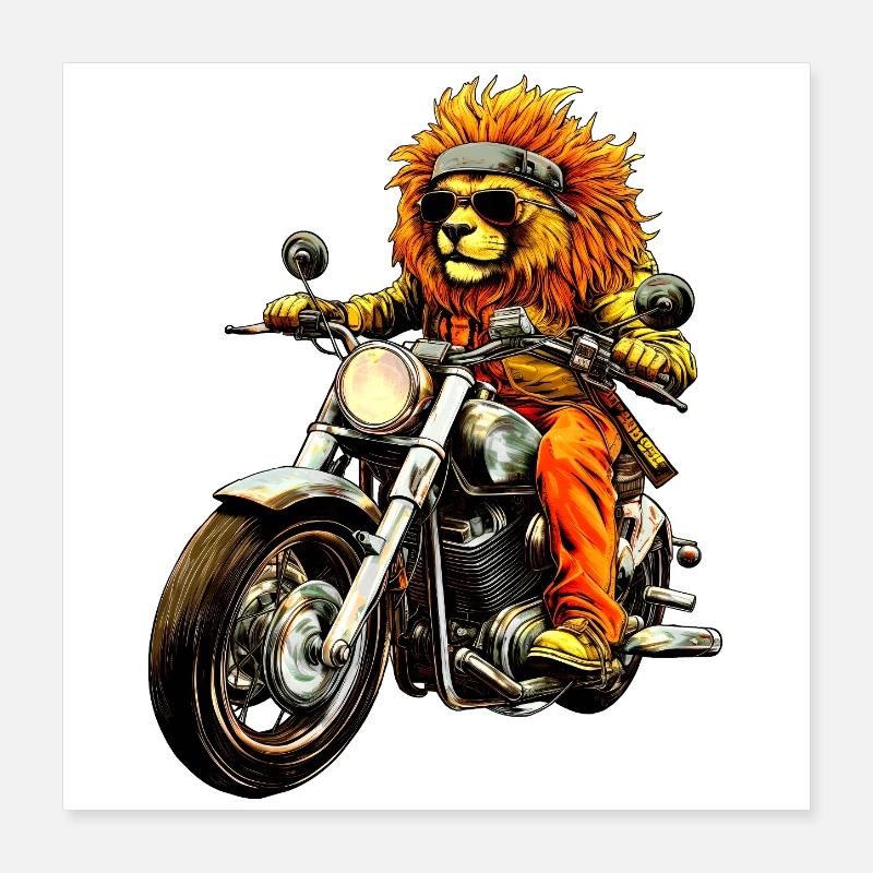 Motorrad Löwen Poster 40x40 cm