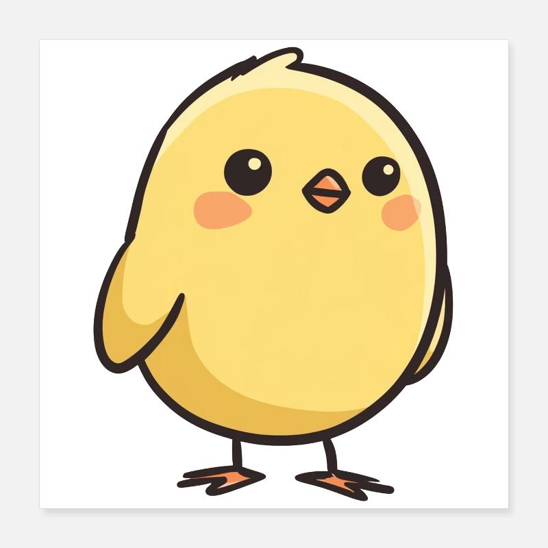 Poussin jaune mignon – Dessin pour enfants Poster 40 x 40 cm