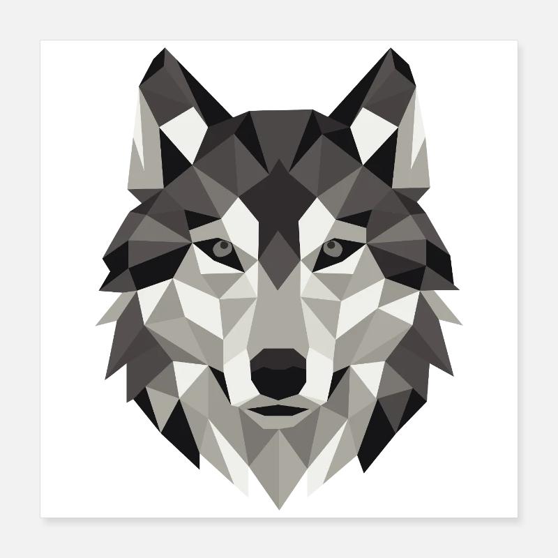Wolfskopf Lowpoly Geometrie Poster 40x40 cm