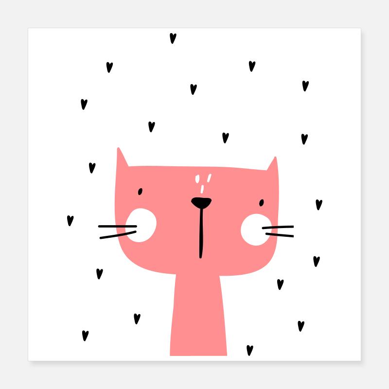 Chat avec des coeurs Poster 40 x 40 cm