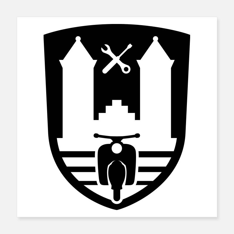 Mopedsport Wappen / Logo / Emblem Poster 40 x 40 cm