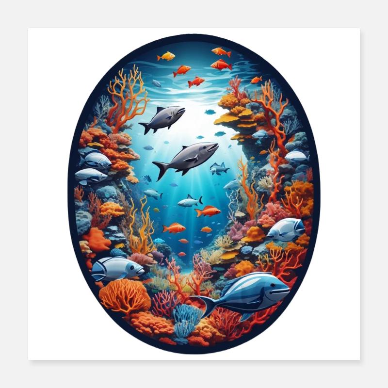 Marine Animals-Fish Poster 16" x 16" (40x40 cm)