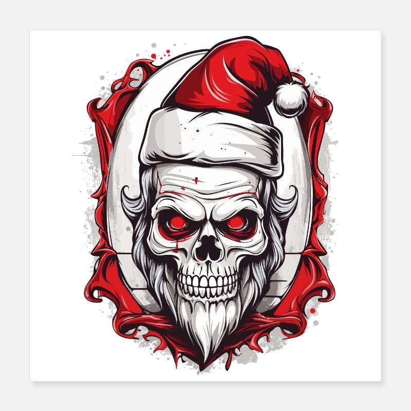 Skull Santa Claus Poster 16" x 16" (40x40 cm)