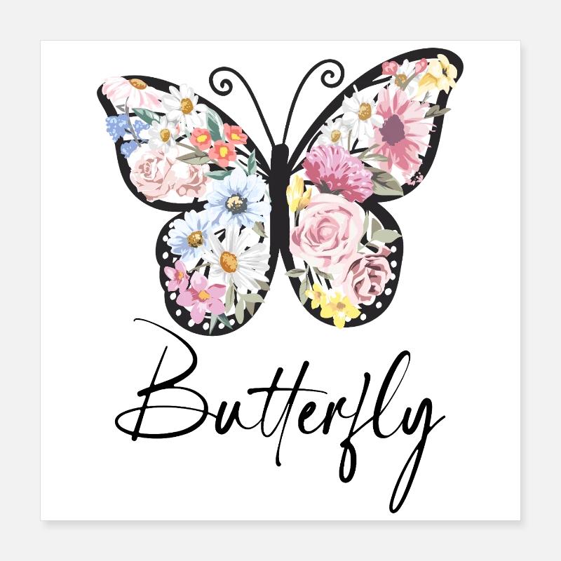 Ailes de Fleur Fleur Papillon Poster 40 x 40 cm