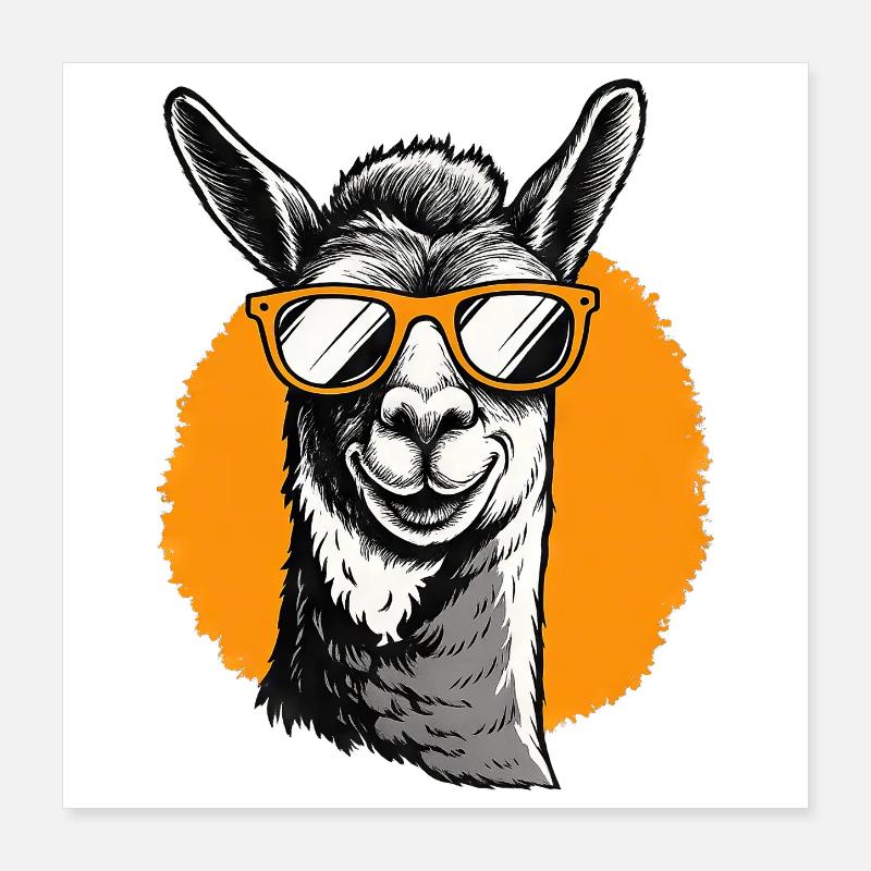 Lama mit Sonnenbrille Poster 40x40 cm