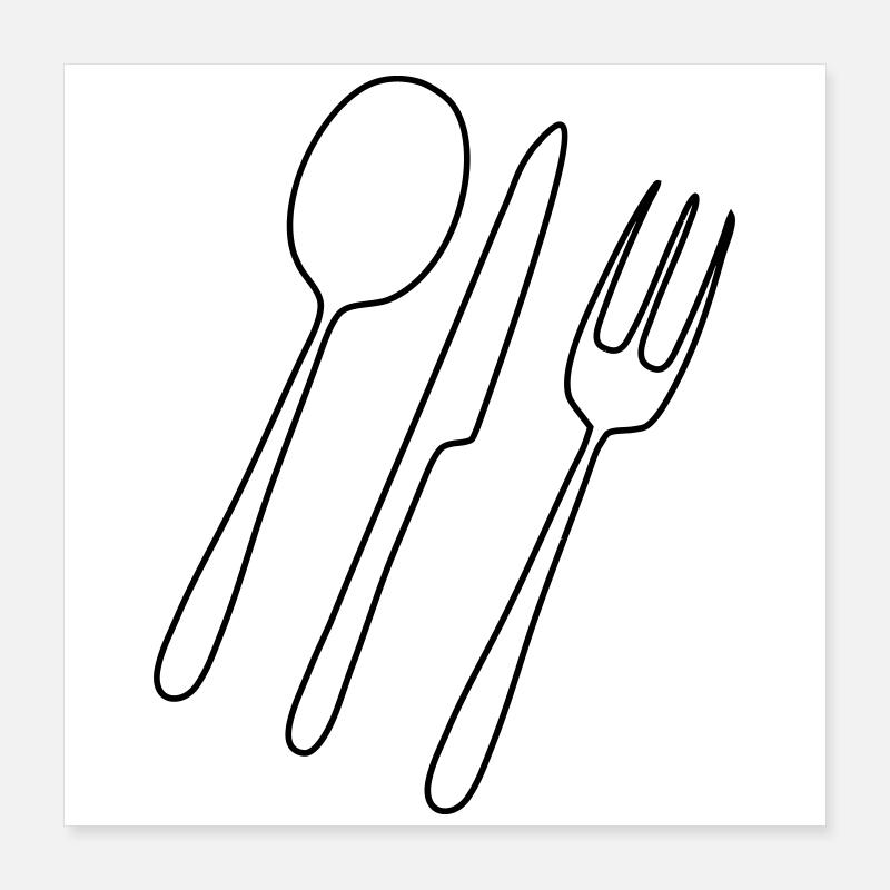 Besteck Gabel Löffel Poster 40x40 cm