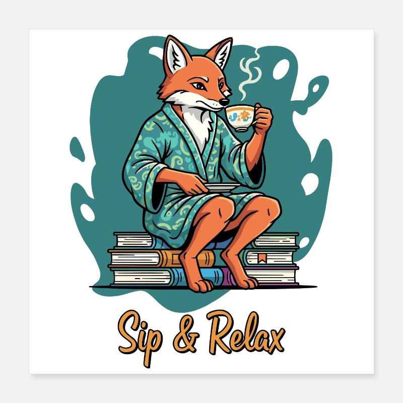 Fuchs Tee & Bücher Lounge Poster 40x40 cm