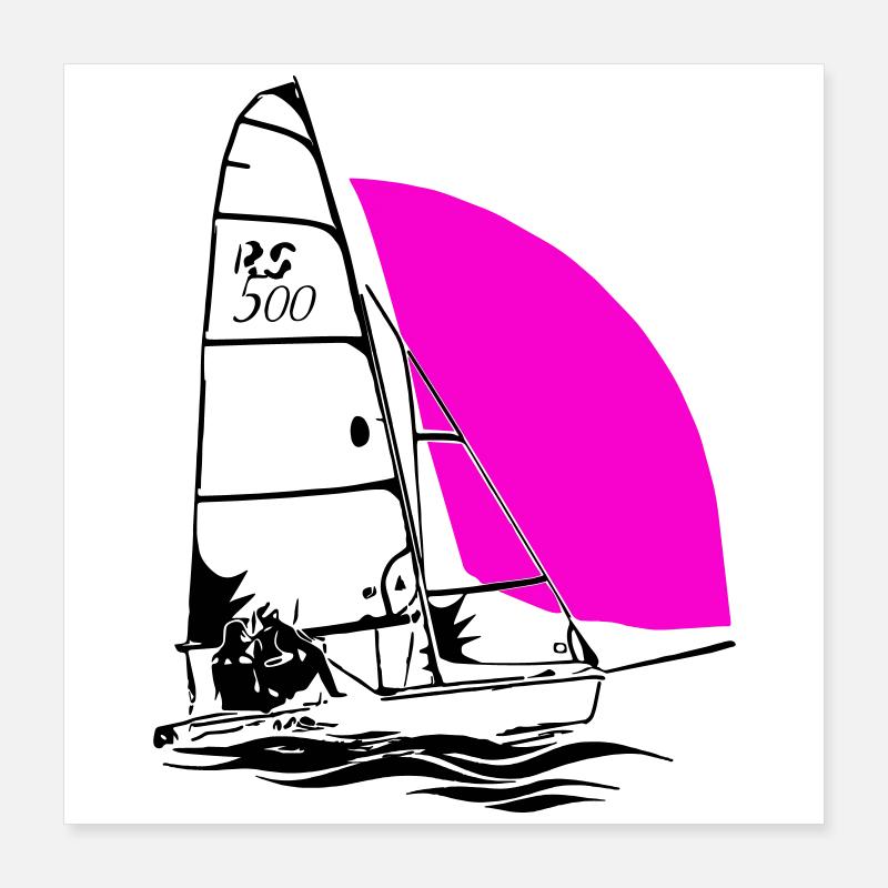 RS 500 Sailing dinghy regatta sailing sailing coloured Poster 16" x 16" (40x40 cm)