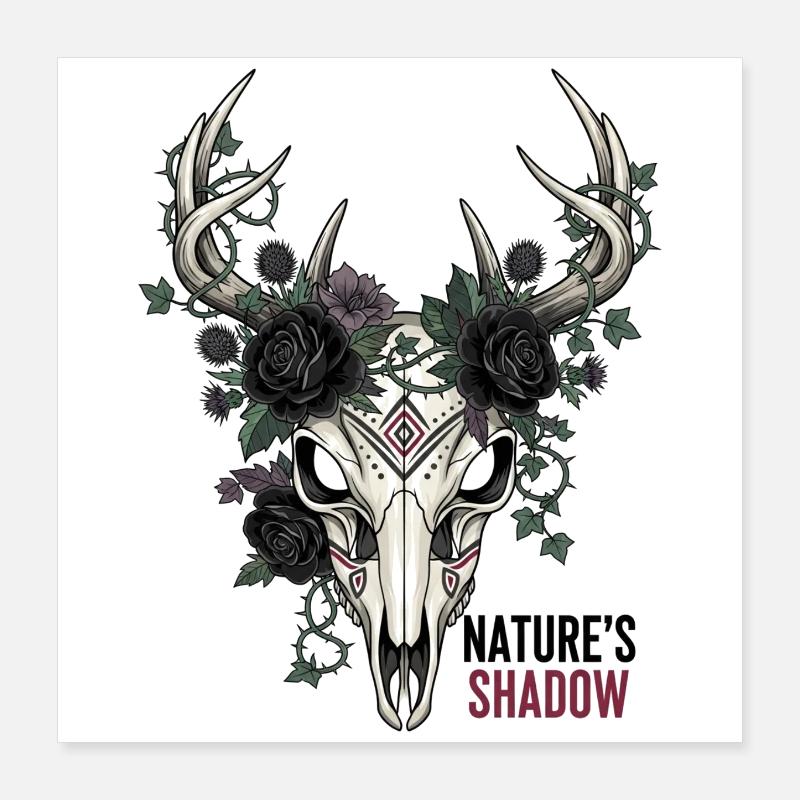 Art vectoriel gothique de cerf de l’enfant de la nature Poster 40 x 40 cm