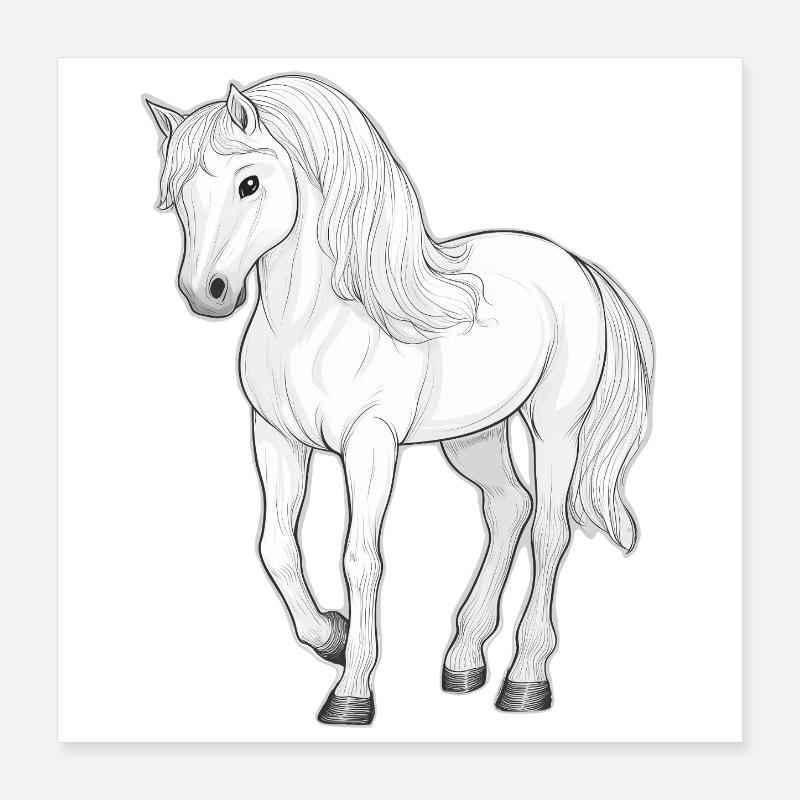 Weißes Pferd Poster 40x40 cm