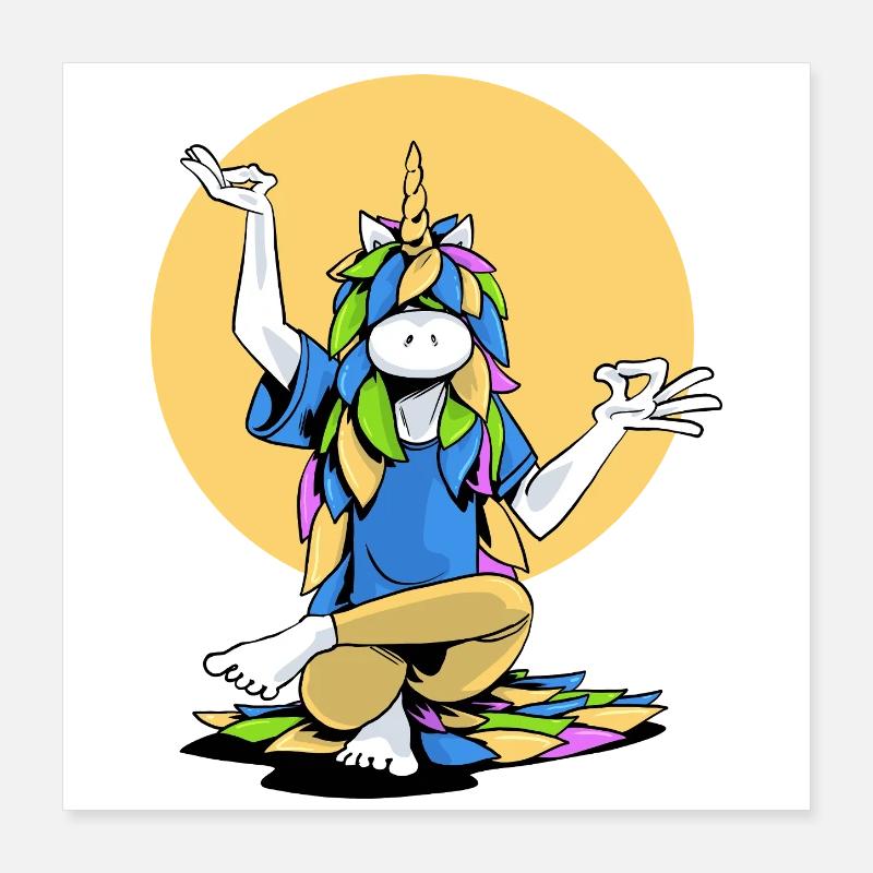 Licorne maître yogi Poster 40 x 40 cm