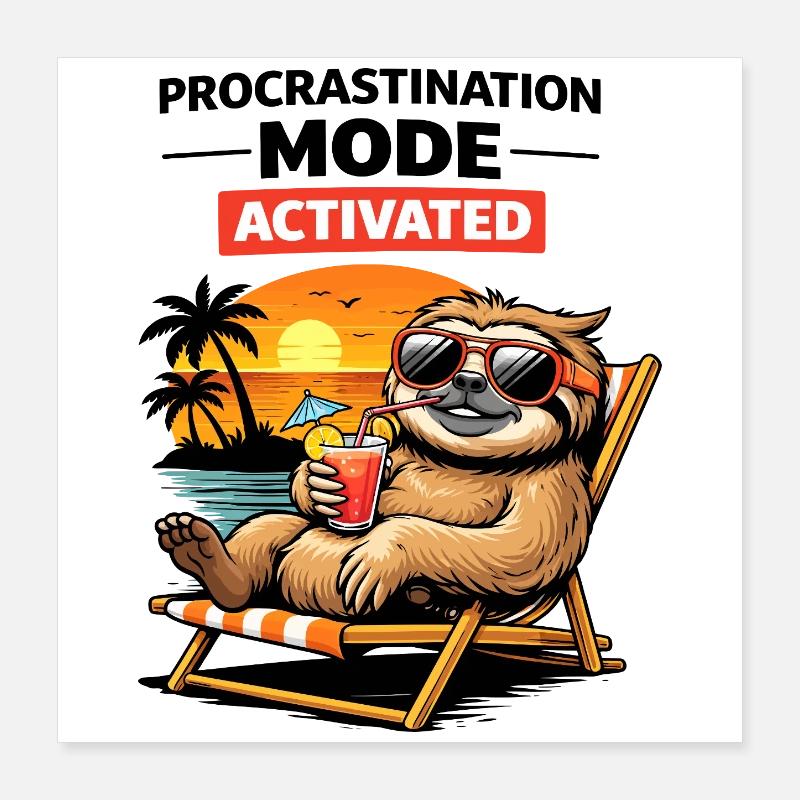 Aktivierte Sloth Beach Chill Poster 40x40 cm