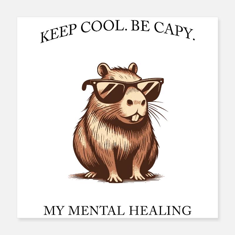 Capybara- Keep Cool, Be Capy - Minimalist Design Poster 40x40 cm