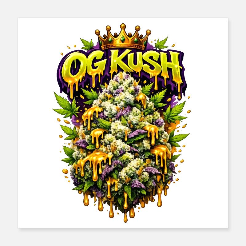 OG Kush Graffiti Bud Art Print Poster 40x40 cm