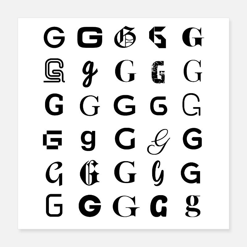 Typography G letter mosaic design Poster 16" x 16" (40x40 cm)
