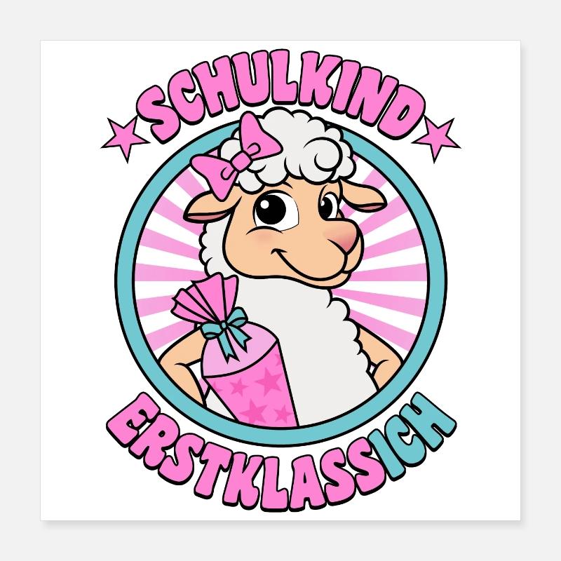 Schulkind Erstklassich Schäfchen Einschulung Poster 40x40 cm