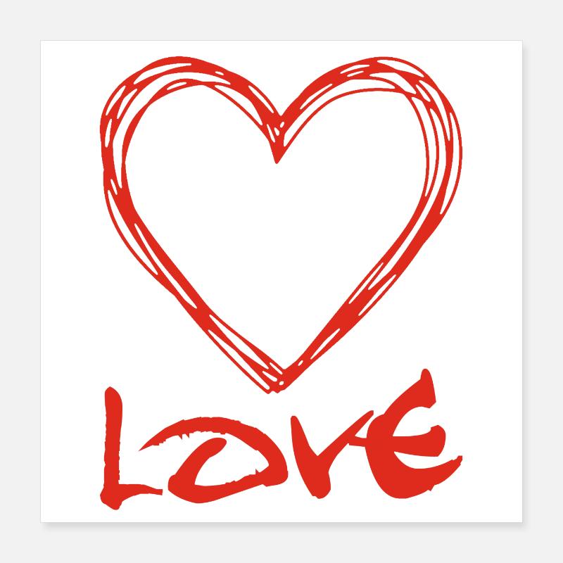 rotes Graffiti-Herz Poster 40x40 cm