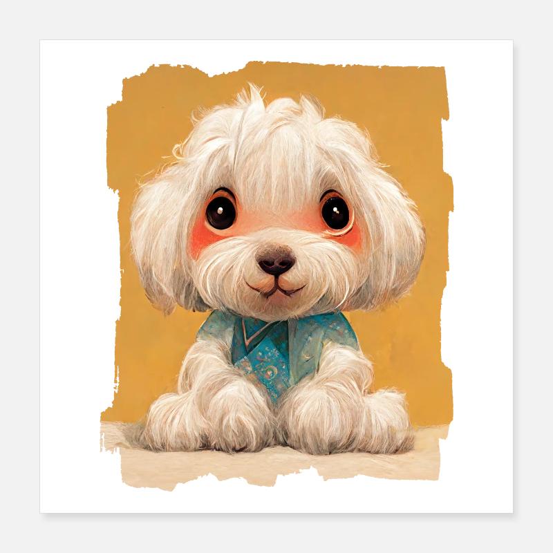 Bébé Bichon Chien Mignon Poster 40 x 40 cm
