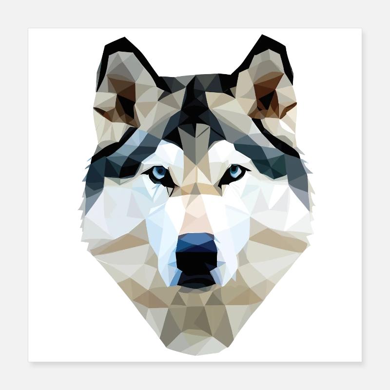 Polygone de chien husky Poster 40 x 40 cm