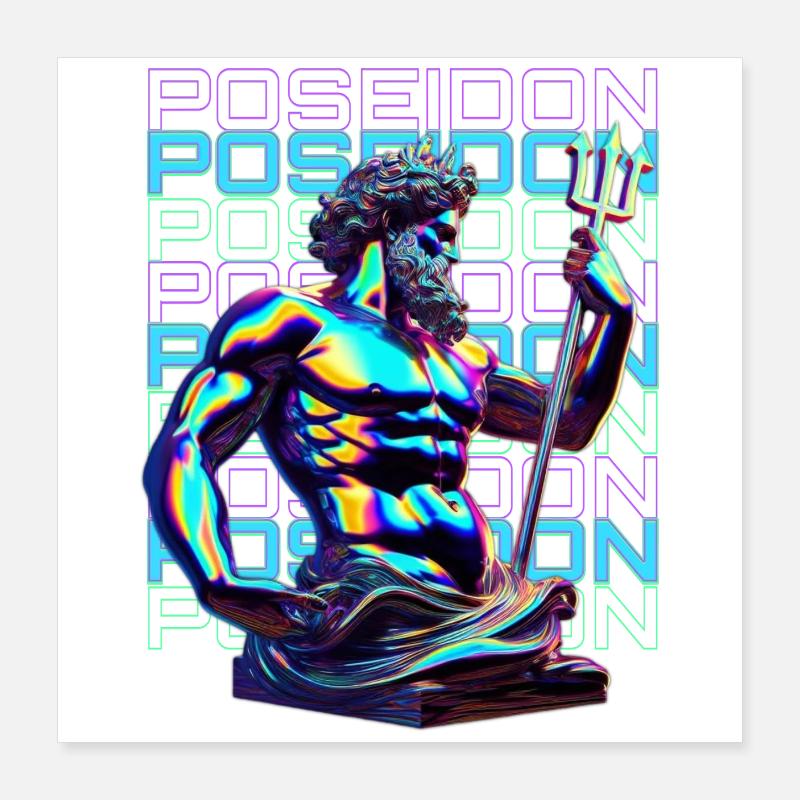 Néon Poséidon Trident Poster 40 x 40 cm