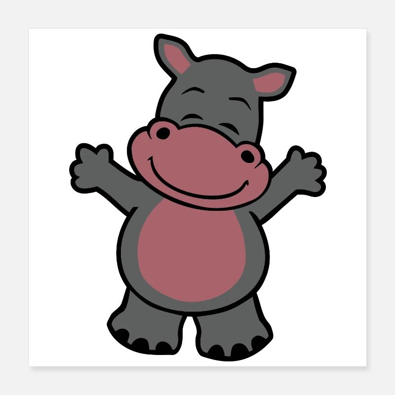 Hippopotame câlin Poster 40 x 40 cm