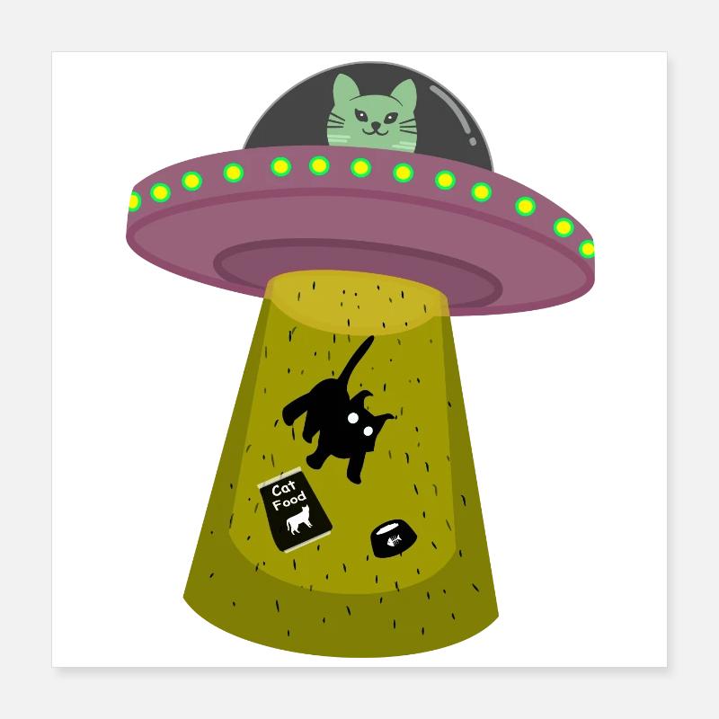 UFO-Katze Poster 40x40 cm