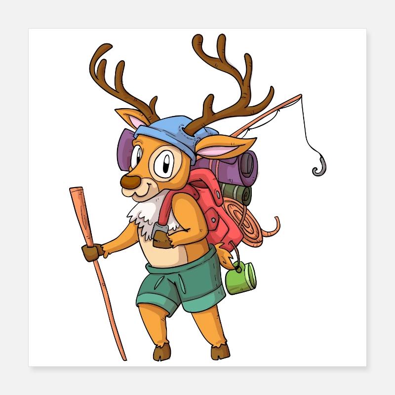 Hirsch Wanderer / Wandernder Hirsch Poster 40x40 cm