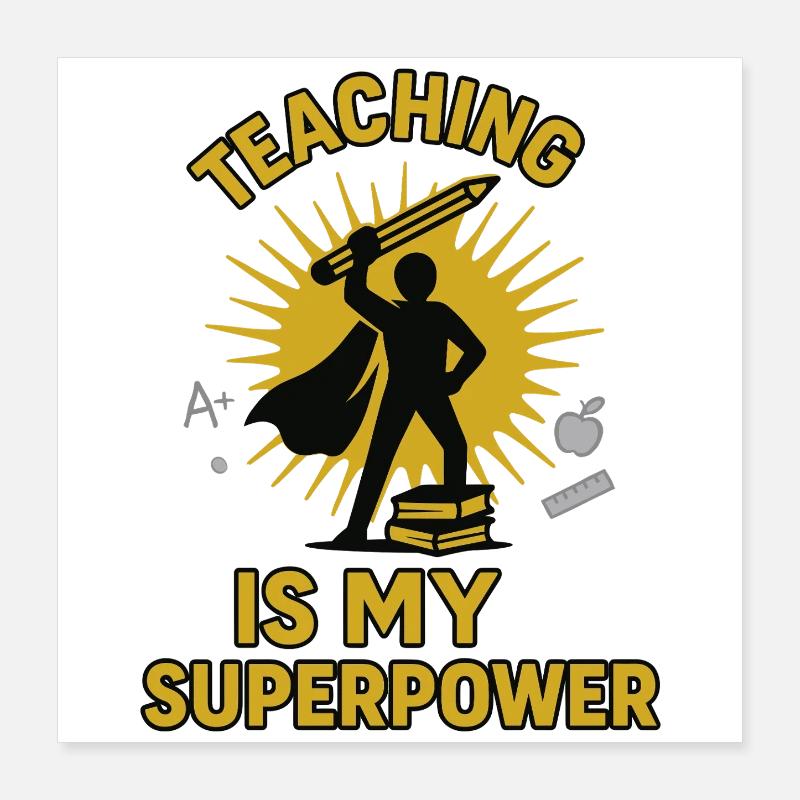 Enseignant Super-héros Design Poster 40 x 40 cm