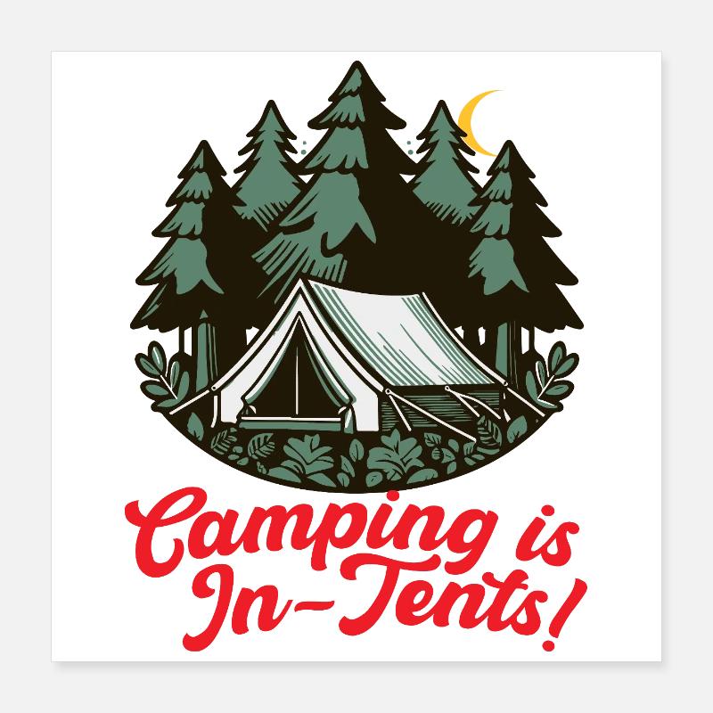 Overnight Tent Camping Poster 16" x 16" (40x40 cm)